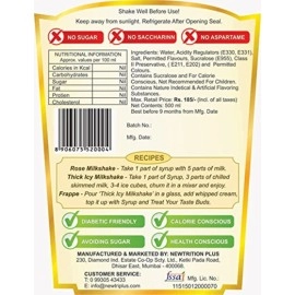 Newtrition Plus Redefining Nutrition Rose + Lemon Phudina + Jeera Masala + Orange - Sugar Free Mixers Syrups (Zero Calorie, Keto Friendly) 500 ml Each
