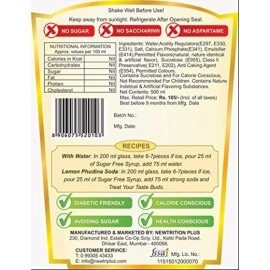 Newtrition Plus Redefining Nutrition Rose + Lemon Phudina + Jeera Masala + Orange - Sugar Free Mixers Syrups (Zero Calorie, Keto Friendly) 500 ml Each