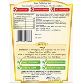 Newtrition Plus Redefining Nutrition Rose + Lemon Phudina + Jeera Masala + Orange - Sugar Free Mixers Syrups (Zero Calorie, Keto Friendly) 500 ml Each