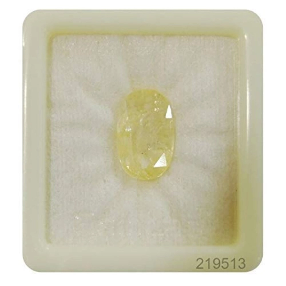 Sidharth Gems 7.25 Ratti - 6.45 Carat Unheated Untreated Ceylone Yellow Sapphire Pukhraj Stone Original Certified Natural Gemstone AAA+ Quality