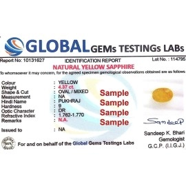 Sidharth Gems 7.25 Ratti - 6.45 Carat Unheated Untreated Ceylone Yellow Sapphire Pukhraj Stone Original Certified Natural Gemstone AAA+ Quality