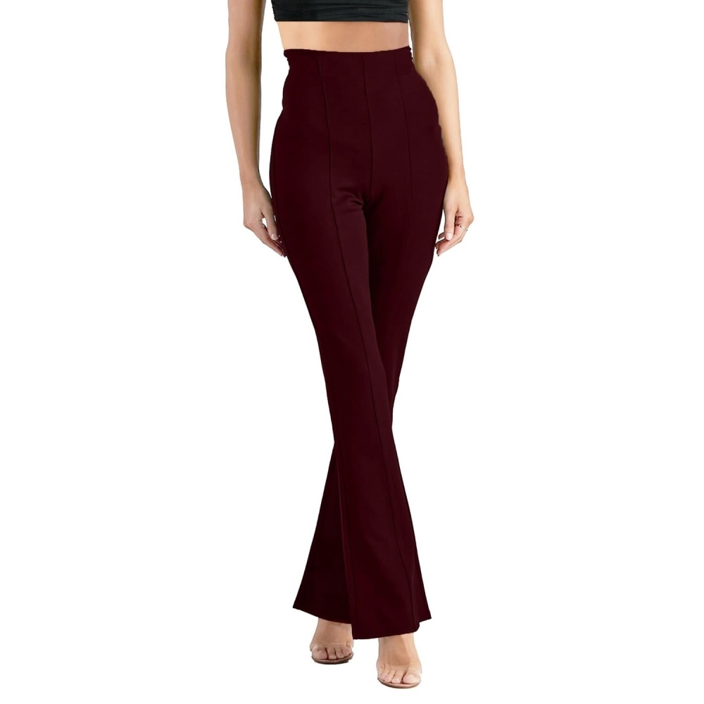 ADDYVERO Elastic Cotton Solid Stretchable Regular Fit Full Length Women Parallel Trouser (Brown, 28)