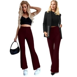 ADDYVERO Elastic Cotton Solid Stretchable Regular Fit Full Length Women Parallel Trouser (Brown, 28)