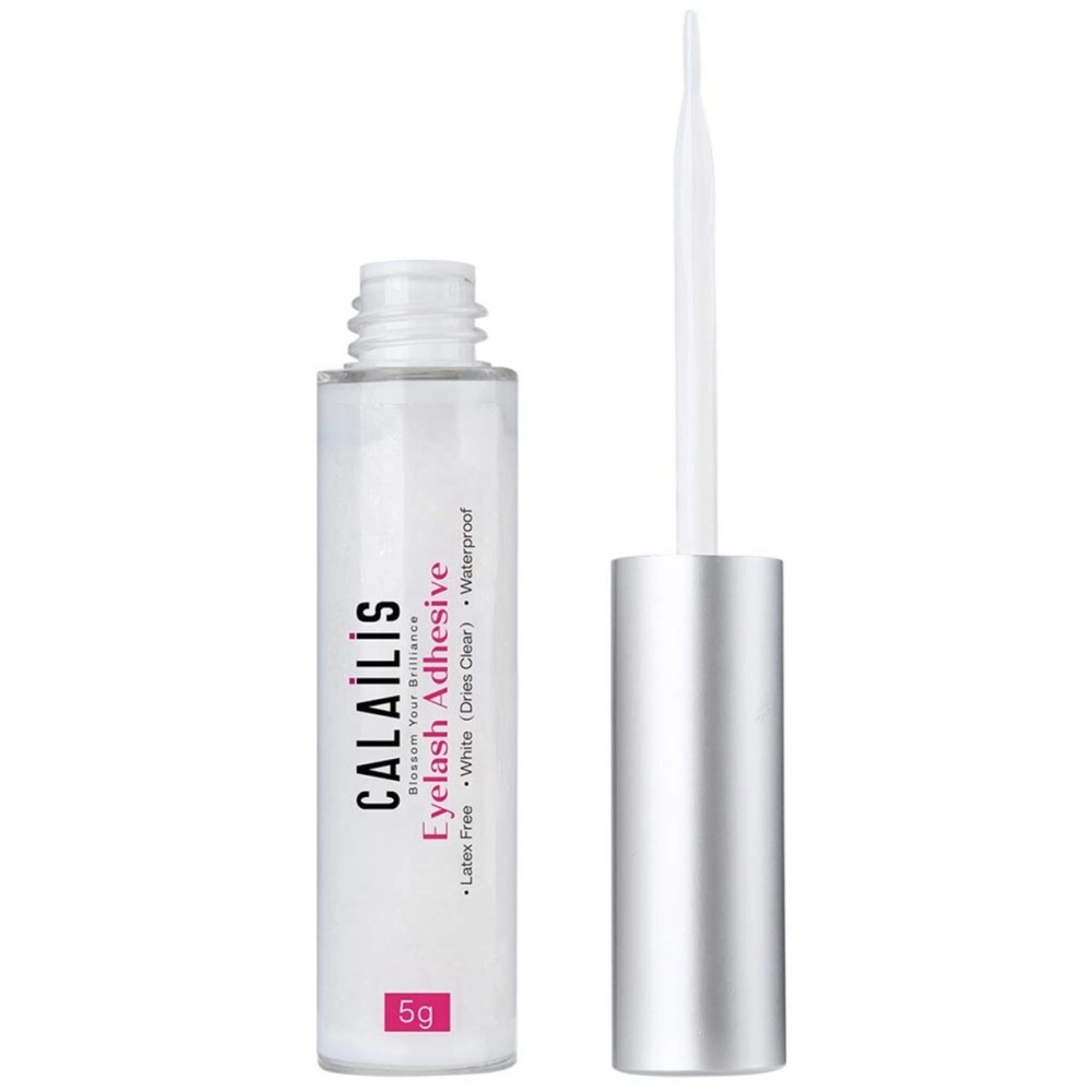 CALAILIS False Eyelash Glue, Lash Adhesive Super Strong Hold Waterproof Eyelashes Glue White 5g