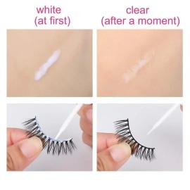 CALAILIS False Eyelash Glue, Lash Adhesive Super Strong Hold Waterproof Eyelashes Glue White 5g