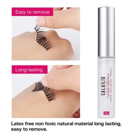 CALAILIS False Eyelash Glue, Lash Adhesive Super Strong Hold Waterproof Eyelashes Glue White 5g
