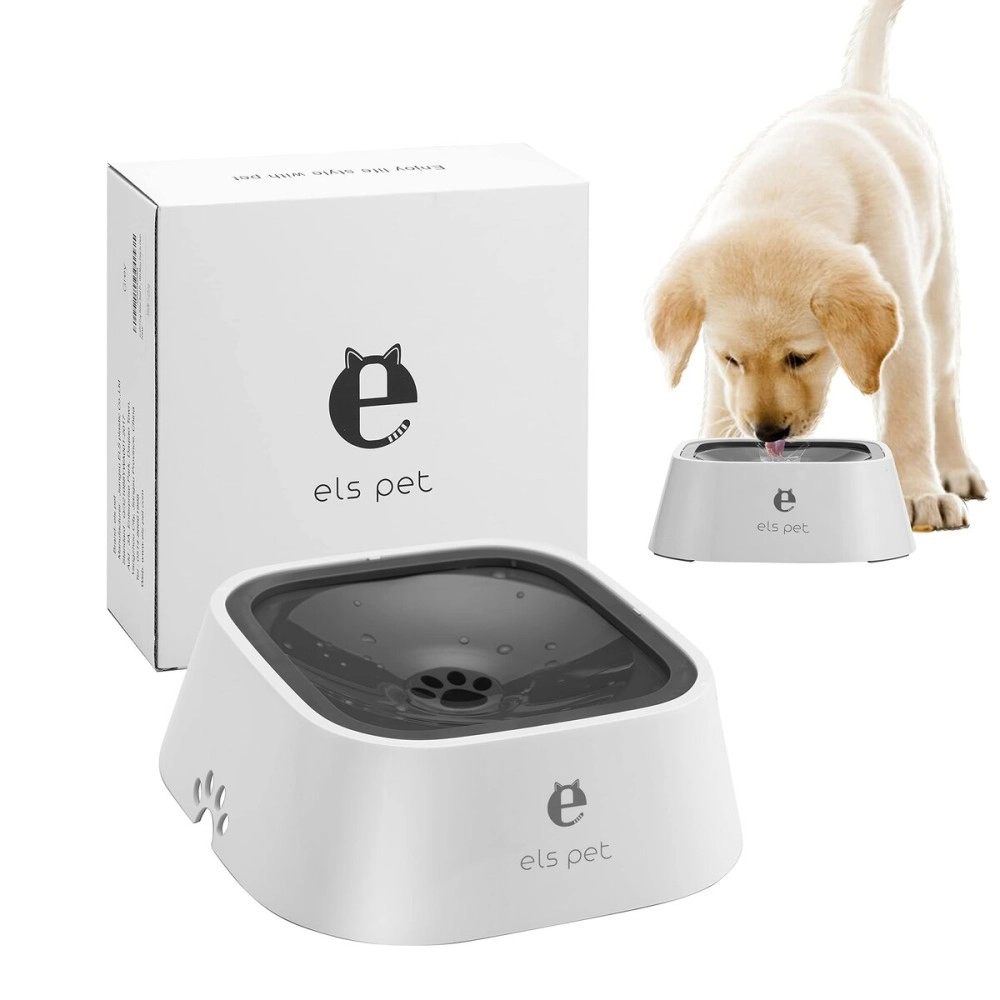 ELSPET Dog Water Bowl Dispenser - Spill Proof or No Spill Slow Water Feeder, Dripless, Automatic and Anti-Splash, Vehicle Carried Travel Animal Pet Bowls for Dogs/Cats - No Wet Mess, Easy to Clean