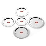 Sumeet Stainless Steel Heavy Gauge Ciba/Lids/Tope Cover Set of 5 Pcs (Big Size - 17Cm, 18.8Cm, 20Cm, 21.3Cm, 22.8Cm)