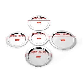 Sumeet Stainless Steel Heavy Gauge Ciba/Lids/Tope Cover Set of 5 Pcs (Big Size - 17Cm, 18.8Cm, 20Cm, 21.3Cm, 22.8Cm)