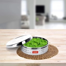 Sumeet Stainless Steel Hole Puri Dabbas/Flat Canisters with Air Ventilation Size No.10-17cm Dia