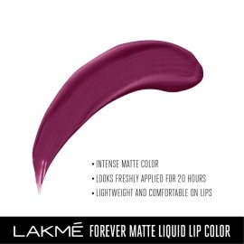 LAKM Forever Matte Liquid Lip Colour, Wine Glow, 5.6 ml