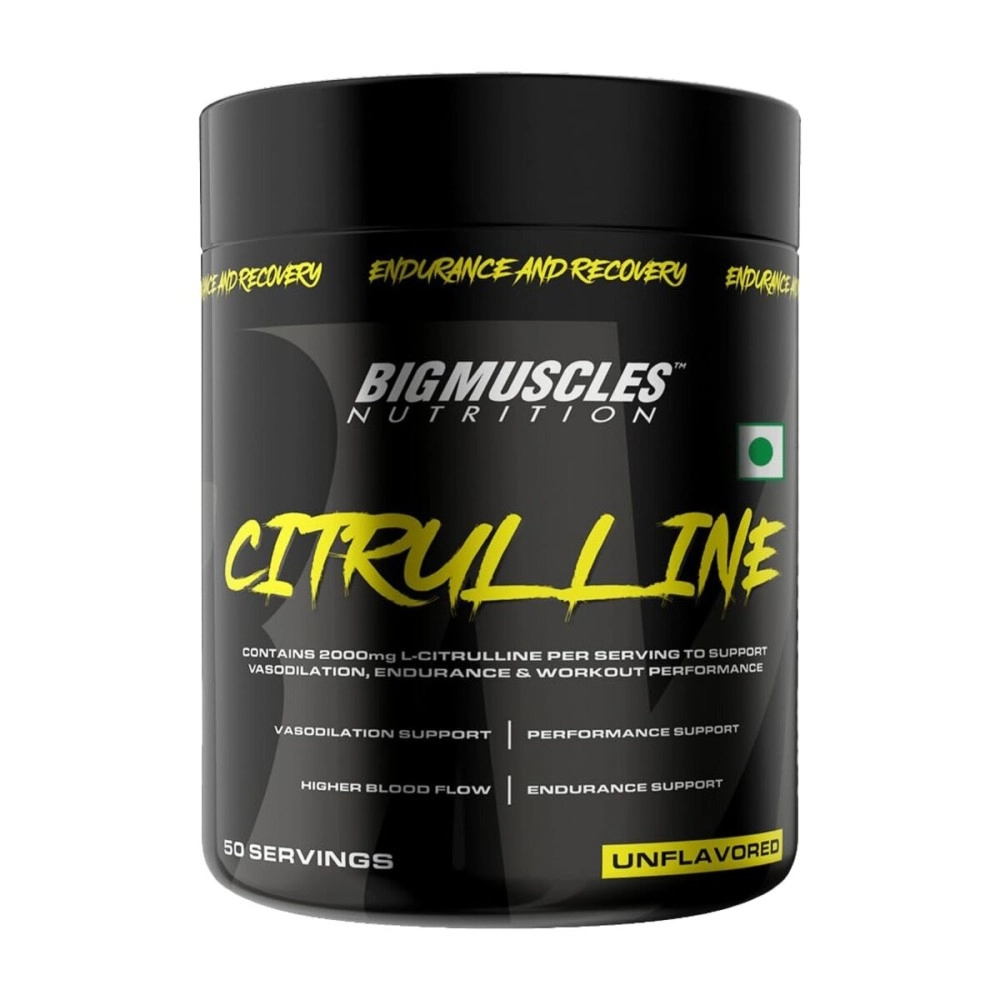 Bigmuscles Nutrition Citrulline Malate [50 Servings] |2000 mg | Pre Workout | Enhance Muscle Pumps | Improve Muscle Vascularity | Nitric Oxide Booster | Train Harder For Longer Hours