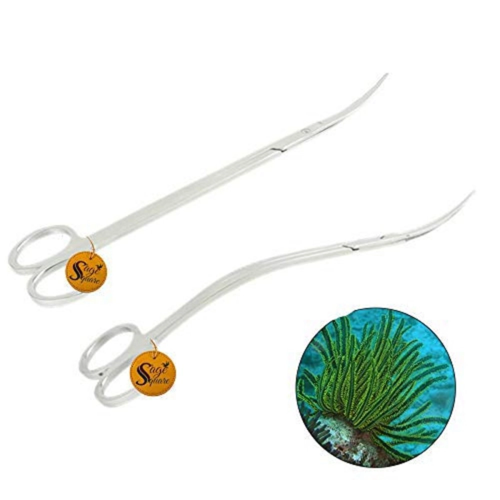 Sage Square Jumbo Size Professional Aquarium Tongs Scissor Long Stainless Steel Scissor Tool for Fish Tank, Aquatic Plant Cleaning (Wave & Curve)