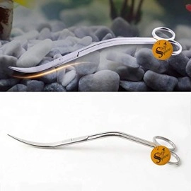 Sage Square Jumbo Size Professional Aquarium Tongs Scissor Long Stainless Steel Scissor Tool for Fish Tank, Aquatic Plant Cleaning (Wave & Curve)