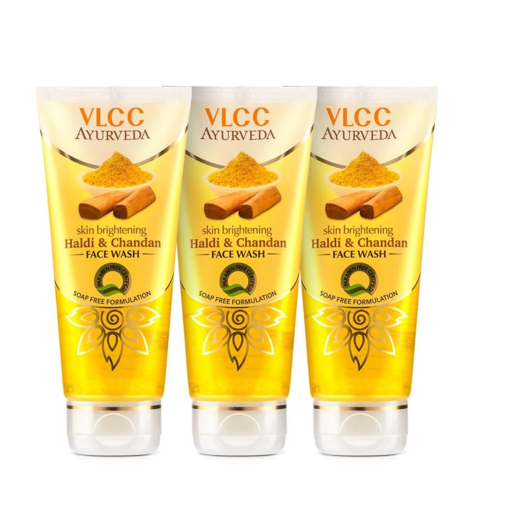 VLCC Ayurveda Skin Brightening Haldi & Chandan Face Wash (100ml) Pack of 3,300ml