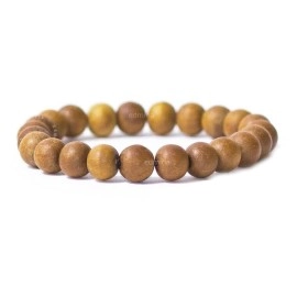 EDMIRIA Sandalwood Chandan Round Beads Yoga Meditation Handmade Elastic Stretchable Bracelet for Men and Women, Large, 8mm Beads, Agate
