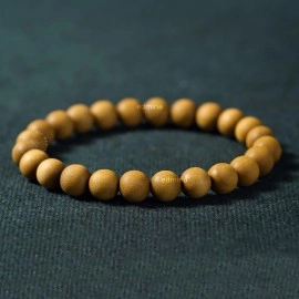 EDMIRIA Sandalwood Chandan Round Beads Yoga Meditation Handmade Elastic Stretchable Bracelet for Men and Women, Large, 8mm Beads, Agate