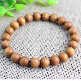 EDMIRIA Sandalwood Chandan Round Beads Yoga Meditation Handmade Elastic Stretchable Bracelet for Men and Women, Large, 8mm Beads, Agate