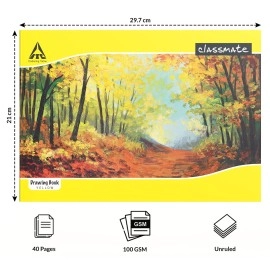 Classmate Drawing Book - Unruled, 40 Pages, 210 mm x 297 mm - Pack Of 4