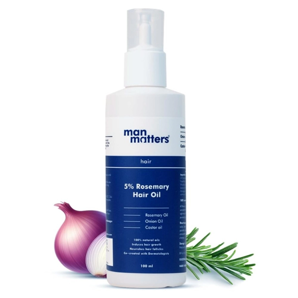 Man Matters Hair Oil With Rosemary, Onion, Bhringraj, Shikkai, Brahmi & Amla Oils | Reduces Hair Breakage, Nourishes Hair & Protects Shine | 100ml