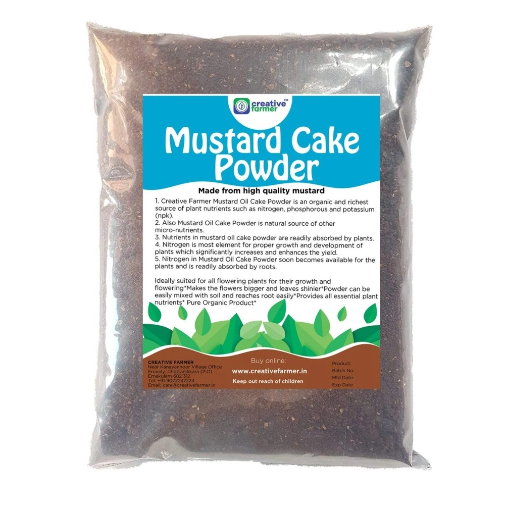 Creative Farmer Enriched Mustard Oil Cake Powder 1Kg Improves Root Growth for Plants/Trees/Herbs