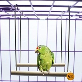 Sage Square Playful Natural Wood Perch Swing Toy Cage Hanging Platform, Climbing, Exercise Perch for Birds (Large) (Pack of 2)