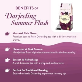 Saffron Cup Darjeeling Summer Flush by 20 Pyramid Tea Bags | 100% Natural, Fresh & Flavorful (40 Gm)