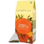 Sunglow Energize (Ginger & Turmeric) by Saffron Cup - 20 Pyramid Tea Bags | Perfect for Iced Tea & Summer Wellness | Caffeine-Free Blend with Lemongrass, Orange Peel & Licorice