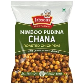 Jabsons Roasted Chana Nimboo Pudina, 150Gm, Pack Of 6, 100% Roasted, No Onion No Garlic, Desi Chana Roasted Chana Namkeen Snacks Gluten-Free, Crunchy Protein Snacks Bhuna Chana Ready To Eat