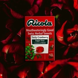 Ricola Tasty Cranberry Swiss Herb Lozenges Sugar Free Candy, 1.59 Oz 45 G, 2 Pack..