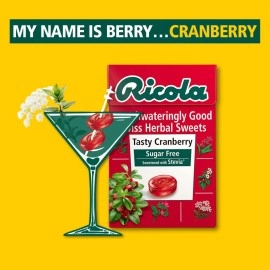 Ricola Tasty Cranberry Swiss Herb Lozenges Sugar Free Candy, 1.59 Oz 45 G, 2 Pack..