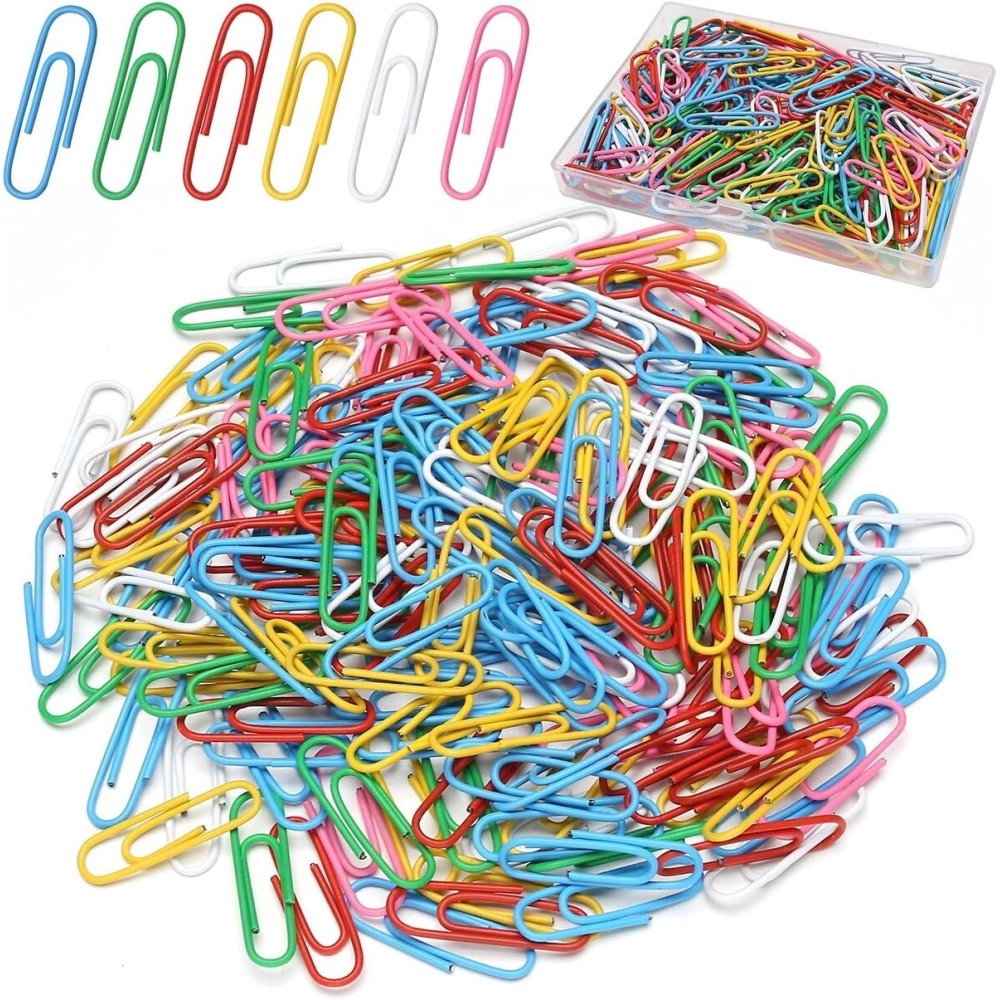 NSSP 50 Pieces Office Supply & Stationery Paper U Clips Colorful Metal Binder Paper Clip Pins School Binding Supplies Memo Bookmark Clip (Multicolor) (Size:35 mm)