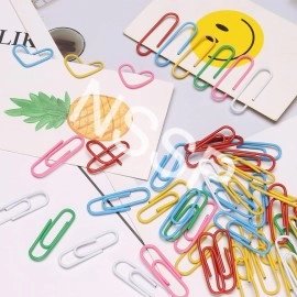 NSSP 50 Pieces Office Supply & Stationery Paper U Clips Colorful Metal Binder Paper Clip Pins School Binding Supplies Memo Bookmark Clip (Multicolor) (Size:35 mm)
