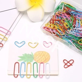 NSSP 50 Pieces Office Supply & Stationery Paper U Clips Colorful Metal Binder Paper Clip Pins School Binding Supplies Memo Bookmark Clip (Multicolor) (Size:35 mm)