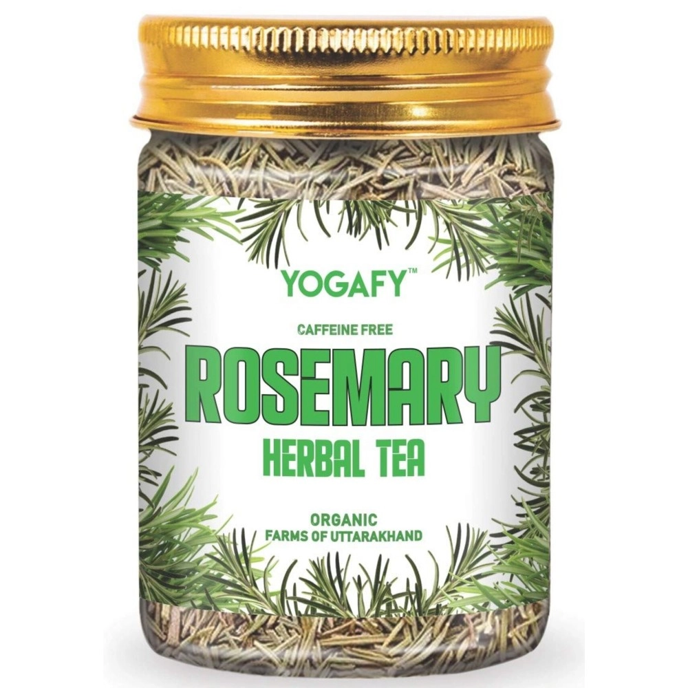 YOGAFY- Dried Rosemary Tea - 100gm || HAIR GROWTH, TEA & SEASONING || Top Grade Leaves - Caffeine - Free | Herbal Tea - Gluten Free - GMO-Free | Pet Jar Packaging
