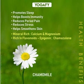 YOGAFY - Chamomile Whole Flower Calming Herbal Tea | Caffeine Free Calming Tea | 50G- 50 Cups, 125 Gram
