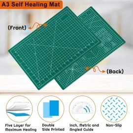 Anezus Self Healing Sewing Mat, 12 x 18 Rotary Cutting Mat Double Sided 5-Ply Craft Cutting Board for Sewing Crafts Hobby Fabric Precision Scrapbooking Project
