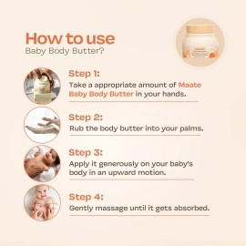 Maate Baby Body Butter (150 gm) | Enriched with Pure Kokum Butter, Shea Butter, Orange & Saffron Oil | Baby Cream For Face, Skin & Body | Baby Body Butter For Kids 0-12 years | Baby Moisturizer Cream