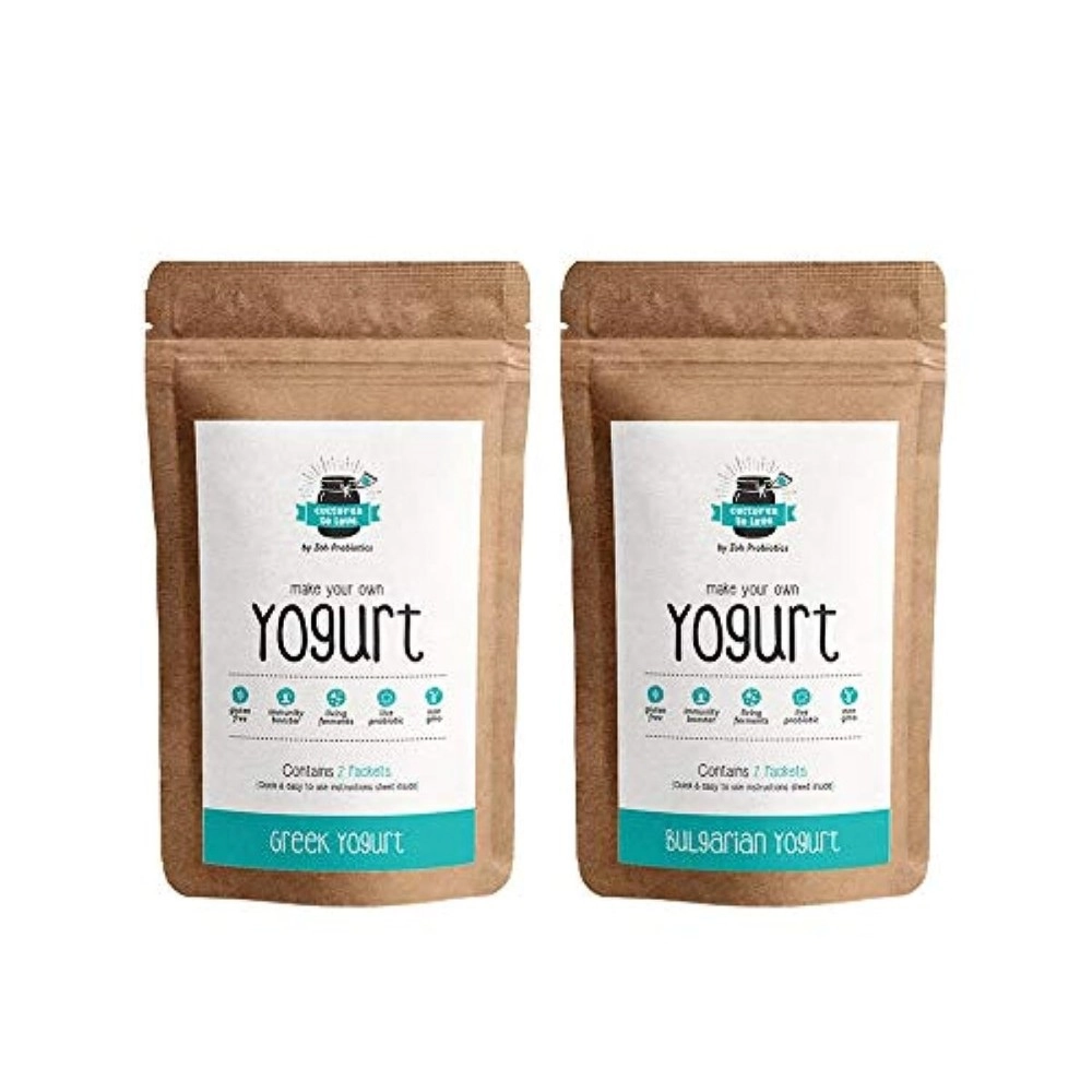 Cultures To Love Zoh Probiotics Greek & Bulgarian Yogurt Starter Combo - Heirloom Variety, Powder Form, Endless Batches, 4 Sachets Total (2 Each)