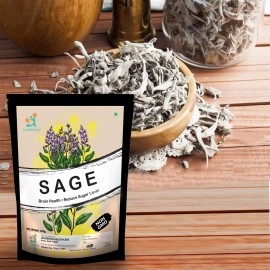 Leanbeing 100Gms Dried Sage Leaves for Tea (Whole) | Smudge Smudging | Energy Reiki | Removes Energy Blocks.