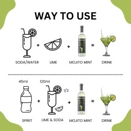 Fruitaco Mojito Mint Syrup 750ML | Mixer for Mocktails, Cocktails, Drinks, Juices, Beverages | Non Alcoholic Mix (Pack of 1)