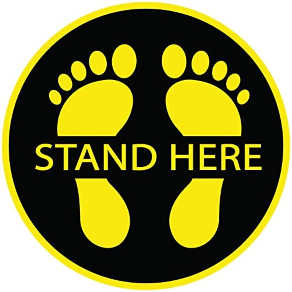 Festiko Social Distancing/Quarantine Floor/Sign Stickers for Public Hospital/Clinic/Office/Retail Shop/Hall/Doctor/Toilet/1FtX1Ft/Slip Resistance-Keep Distance (Stand Here Yellow Foot)