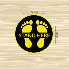 Festiko Social Distancing/Quarantine Floor/Sign Stickers for Public Hospital/Clinic/Office/Retail Shop/Hall/Doctor/Toilet/1FtX1Ft/Slip Resistance-Keep Distance (Stand Here Yellow Foot)
