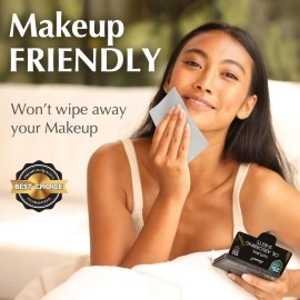 ZOROM\'S Natural Oil Blotting Sheets for Face with Bamboo Charcoal - 25% Larger - 1pk/100 Makeup Friendly Blotting Papers for Face - Easy Dispensing Oil Absorbing Sheets for Face