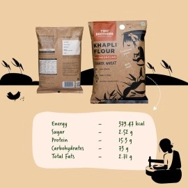 Two Brothers Organic Farms - Khapli Wheat Flour (2 kg) | High Dietary Fiber | Easy Digestion | Stoneground Emmer Atta