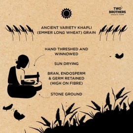 Two Brothers Organic Farms - Khapli Wheat Flour (2 kg) | High Dietary Fiber | Easy Digestion | Stoneground Emmer Atta