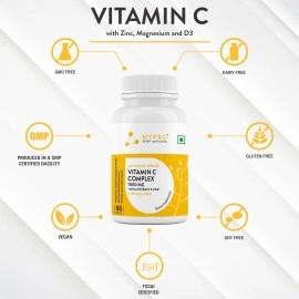 Mypro Sport Nutrition Vitamin - C & Zinc,Magnesium & D3 Chewable Tablet Promotes A Healthy Immune Support,Antioxidant,(60 Tablet) Vegan,Keto Friendly & Sugar Free,Immunity booster, For Men & Women