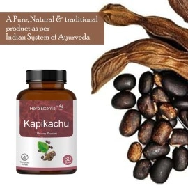 Herb Essential Kapikachu Tablets 500mg 60 Tablets (Pack of 2)|Mucuna Pruriens Extract for Vitality, Wellness & Energy Support|100% Natural Ayurvedic Herb.