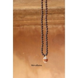 ShivaRatna 7 Mukhi Nepali Rudraksha Guru Mani with 108+1 Beads of 5 Mukhi Rudraksha Mala (Pure Silver Cap + Lab Certified)