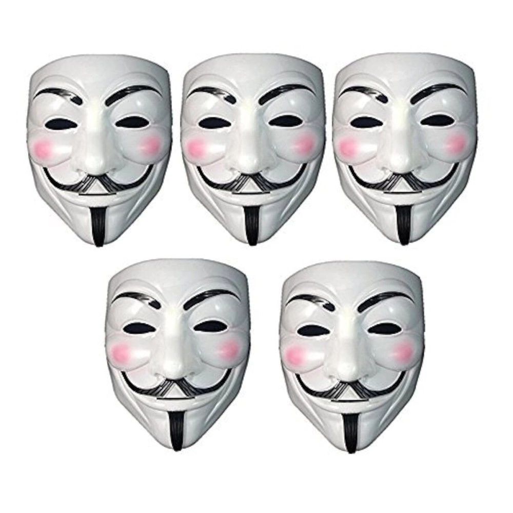 FAVELA V for Vendetta Comic Face Mask Anonymous Guy Fawkes (White) Pack of 5 Party Face mask For Mens ,Womens